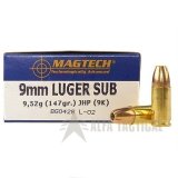 Náboje Magtech 9mm Luger (9K) JHP Subsonic 9,52 g / 147 gr., 1 ks