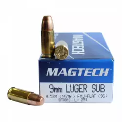 Náboj Magtech 9mm Luger (9G) FMJ FLAT Subsonic 9.52g/147gr, 1 ks